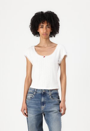 Tommy Jeans SLIM TEE  - Basic T-shirt - ecru