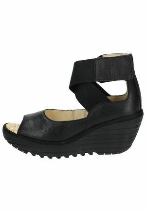 Sandalen met plateauzool - black