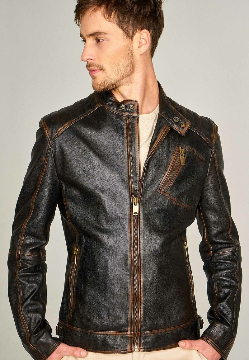 Derimod Leather jacket - black - Zalando.de