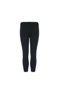 Leggings negros con un diseño ajustado, cinturilla elástica y textura suave. Sin patrones ni acentos visibles. Se muestra vista trasera.