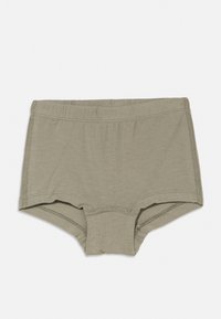 Khaki bomuldsboxershorts med blød tekstur, elastik i taljen og flade sømme, med et enkelt design uden mønstre eller pynt.