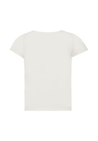 Korte mouw, crew-neck t-shirt van gebroken wit katoen. Gladde textuur, eenvoudig ontwerp en geen zichtbare patronen of versieringen.