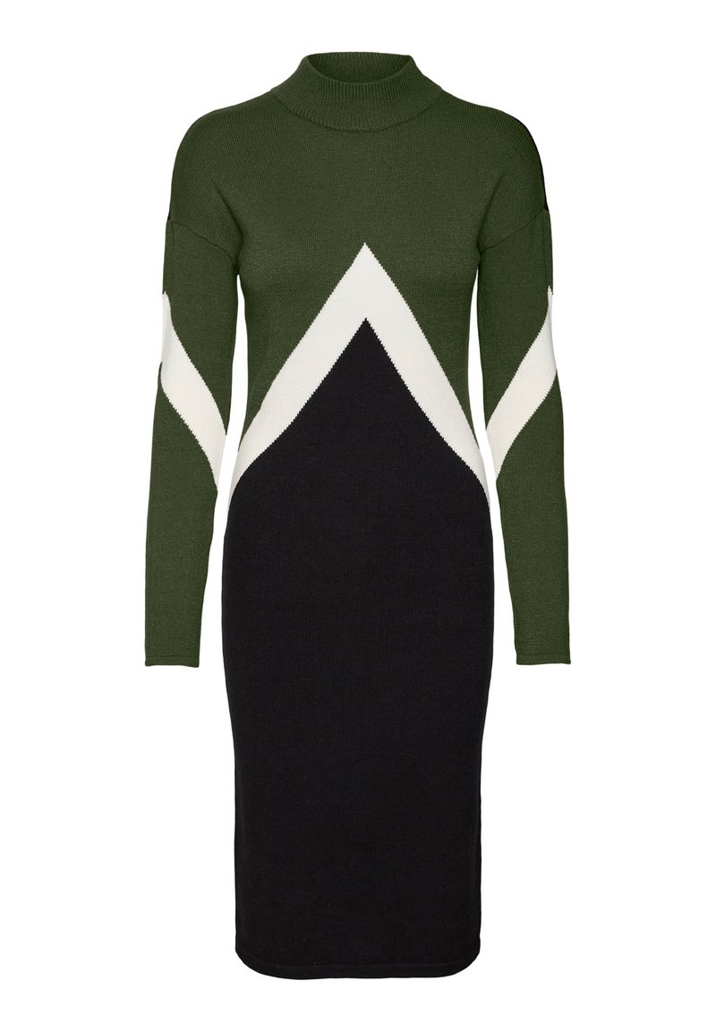 Vero Moda VMNANCY BLOCK O NECK DRESS - Etui-jurk - rifle green/birch ...