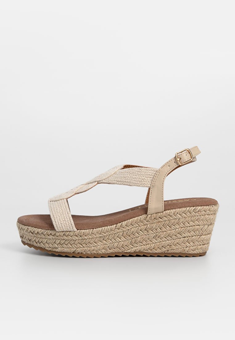 Cassis côte d’azur Sandalen met sleehak beige