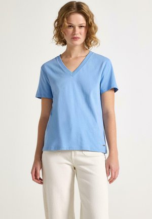 Lindex, LINDEX T-SHIRT WITH V-NECK LINDEX - T-shirts basic - dusty blue