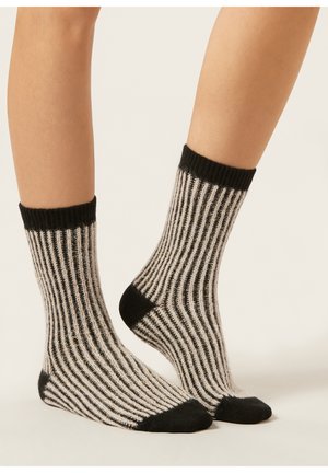 Calzedonia GLITTER - Socken - mottled black, off-white