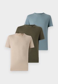 3 PACK - Basic T-shirt - brown/beige/light blue