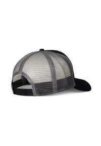 Fekete baseball sapka szürke hálós hátsó résszel. Jellemzője a görbült karima, állítható snapback zárás és kontrasztos varrás a tetején.