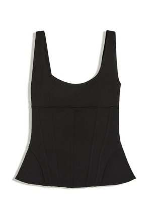 Bershka, STRUCTURED WITH LACE-UP BACK - TOP - Blouse - black