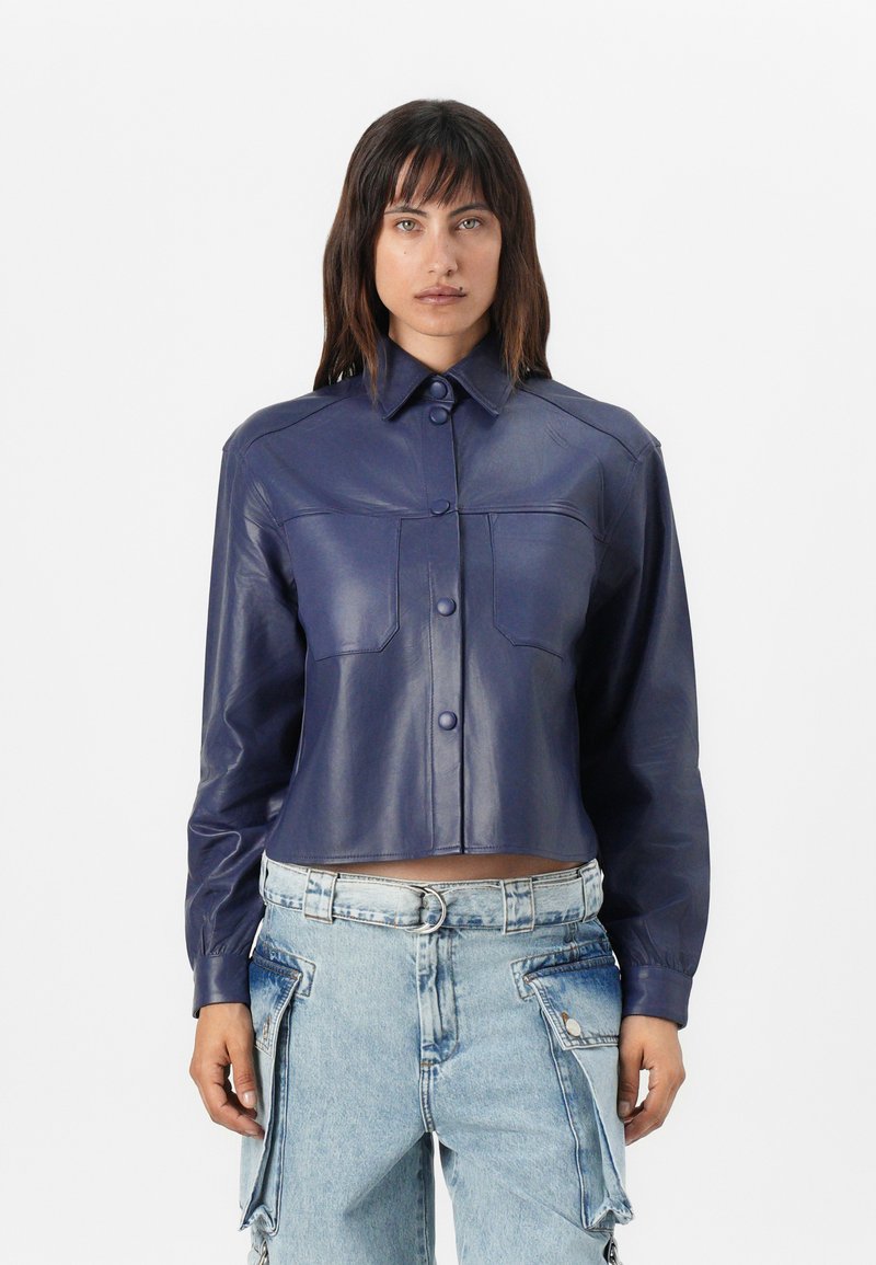 Stella Nova Leren jas blauw