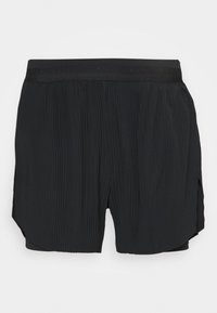 Svarta löpshorts med ribbad textur, elastisk midjeband med "Nike Running Division"-logotyp och sidoflikar för ökad rörlighet.