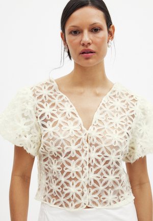 NA-KD, PUFF SLEEVE FLOWER  - Blúzka - white