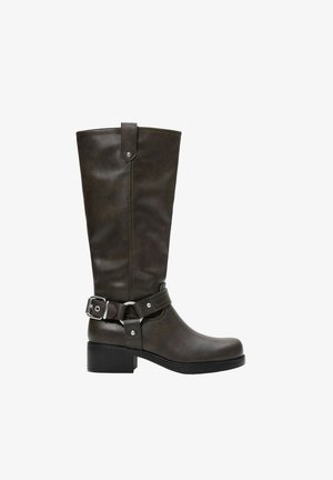 Bershka, WITH BUCKLE - BIKER BOOTS - Stivali texani / biker - brown