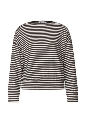 Street One, LANGARM SHIRT MIT ELASTIKBUND - Striktrøje - black coffee mel