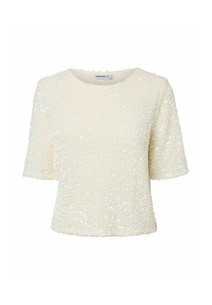 Pieces, SHORT SLEEVED TOP PCKAMMY SEQUIN - T-shirt imprimé - cloud dancer