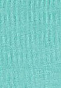 turkis stof med en tekstureret overflade, der har fine vandrette og lodrette linjer. Letvægtsmateriale, egnet til tøj eller håndarbejde.