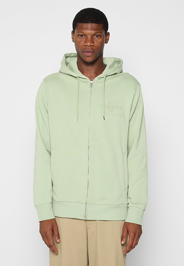 Gant Sweater met rits lichtgroen