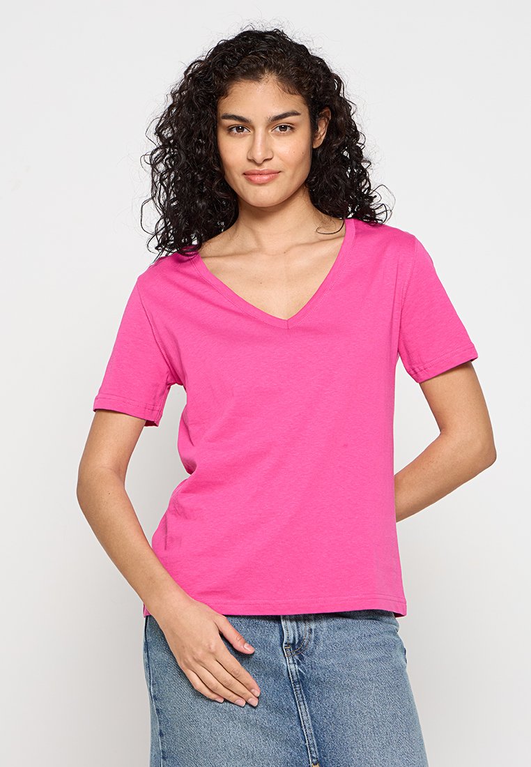 Mango T-shirt basic donkerroze Mango T-shirt basic donkerroze