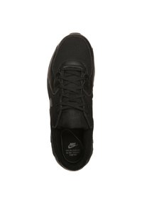 Black athletic shoe featuring a mesh upper with synthetic overlays, lace closure, and a padded collar. Logo on the side and textured sole.