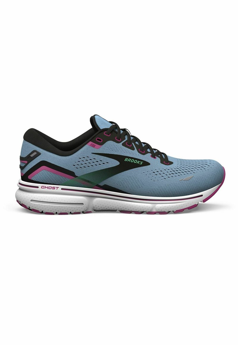Brooks GHOST 15 Laufschuh Neutral blue bell black pink/blau