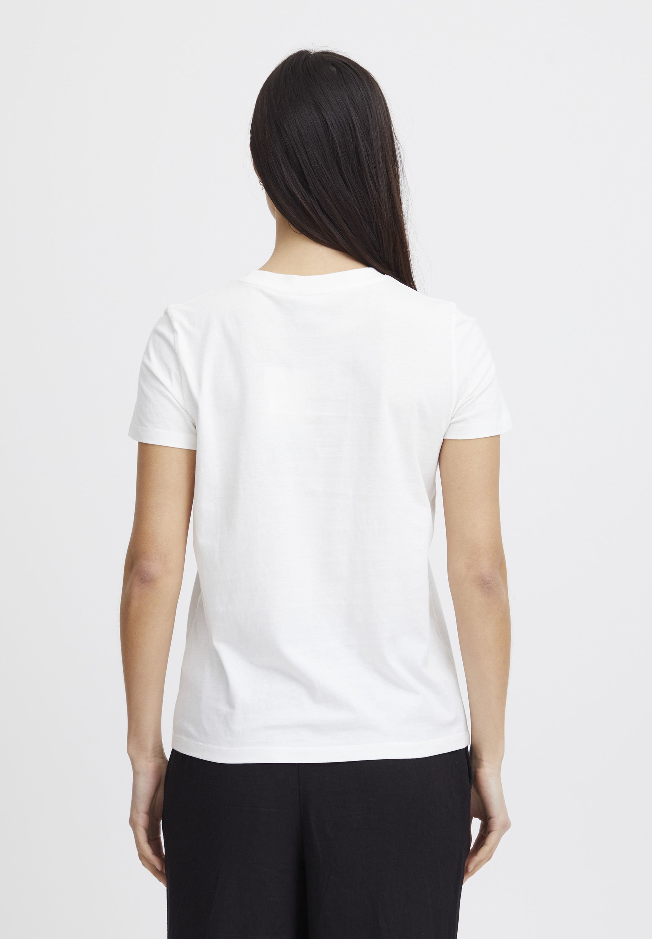 ICHI IHCAMINO - T-Shirt basic - cloud dancer w multi/weiß