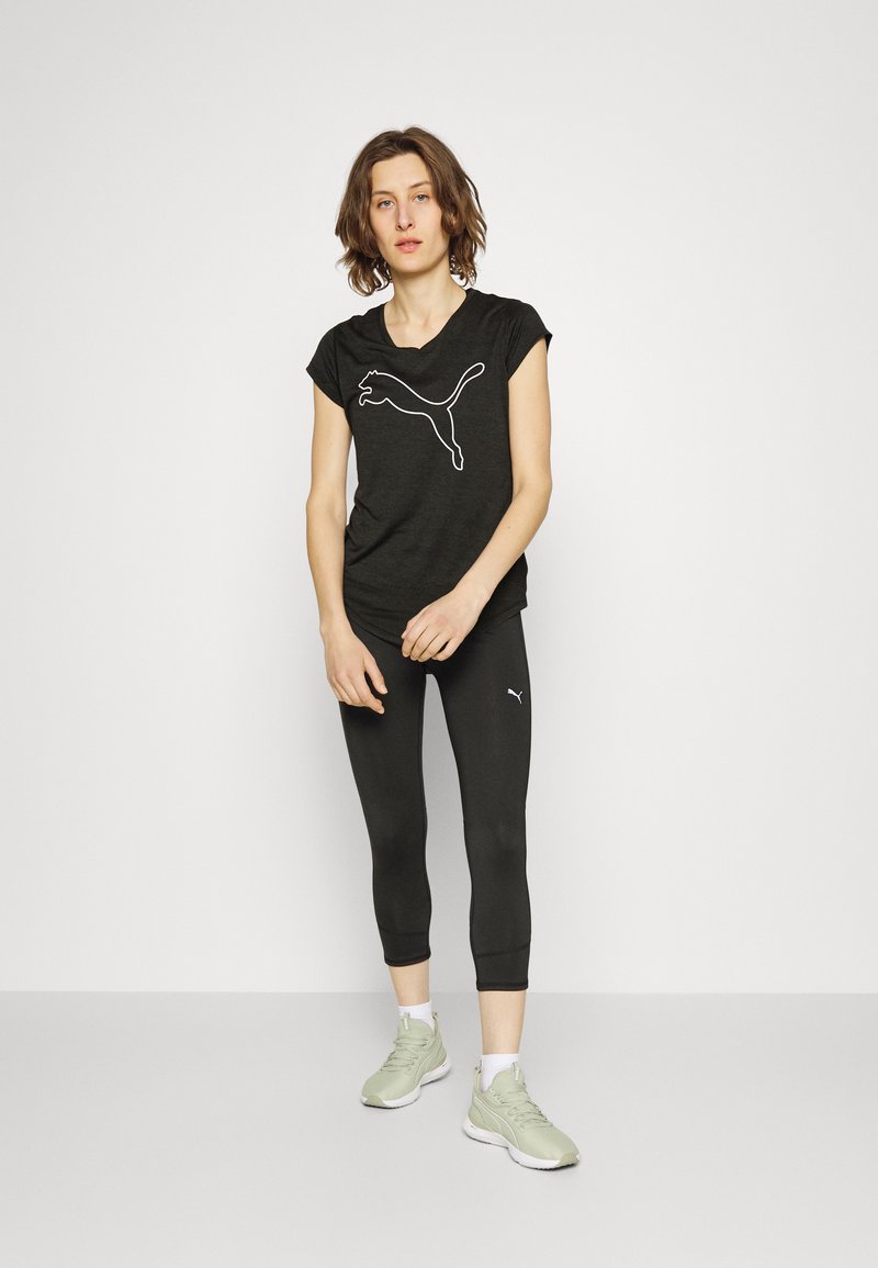 Puma TRAIN FAVORITE HEATHER CAT TEE - Sportovní tričko - black heather