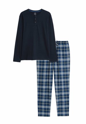 BRUSHED HENLEY CHECK SET - Nattøj sæt - navy mix