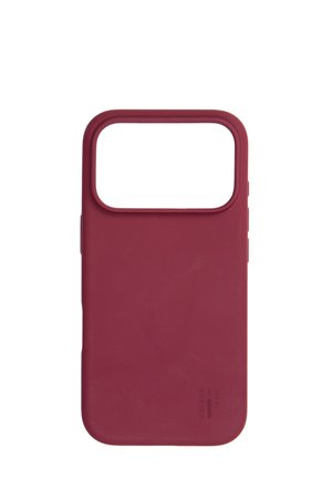 Rødt silikone cover til smartphone med stort udskæring til kamera og knapper på siden, enkelt design, ideelt til beskyttelse.