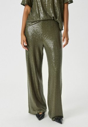 TATIANAS - Broek - green sequins