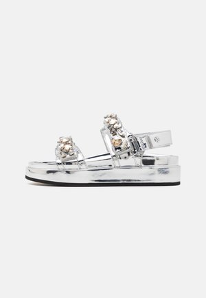 Tory Burch KIRA EMBELLISHED SPORT - Plateausandaler - argento