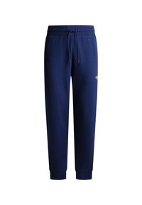 Navyblaue Jogginghose mit elastischem Bund, verstellbarem Kordelzug und gelbem Logo auf dem linken Oberschenkel. Bündchen an den Knöcheln. Weicher Stoff.