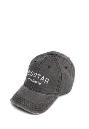 Hallutsuhkrustest hall puuvillane pesapallimüts, millel on tikitud valge tekst "BIGSTAR" ja "d'authentic." Mütsil on kumer sirge ja reguleeritav rihm taga.