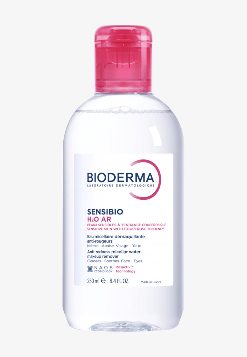 Bioderma Sensibio H2O AR Anti-Rötung Mizellenwasser Make-up Entferner 250 ml mit rotem Klappdeckel für empfindliche Haut.