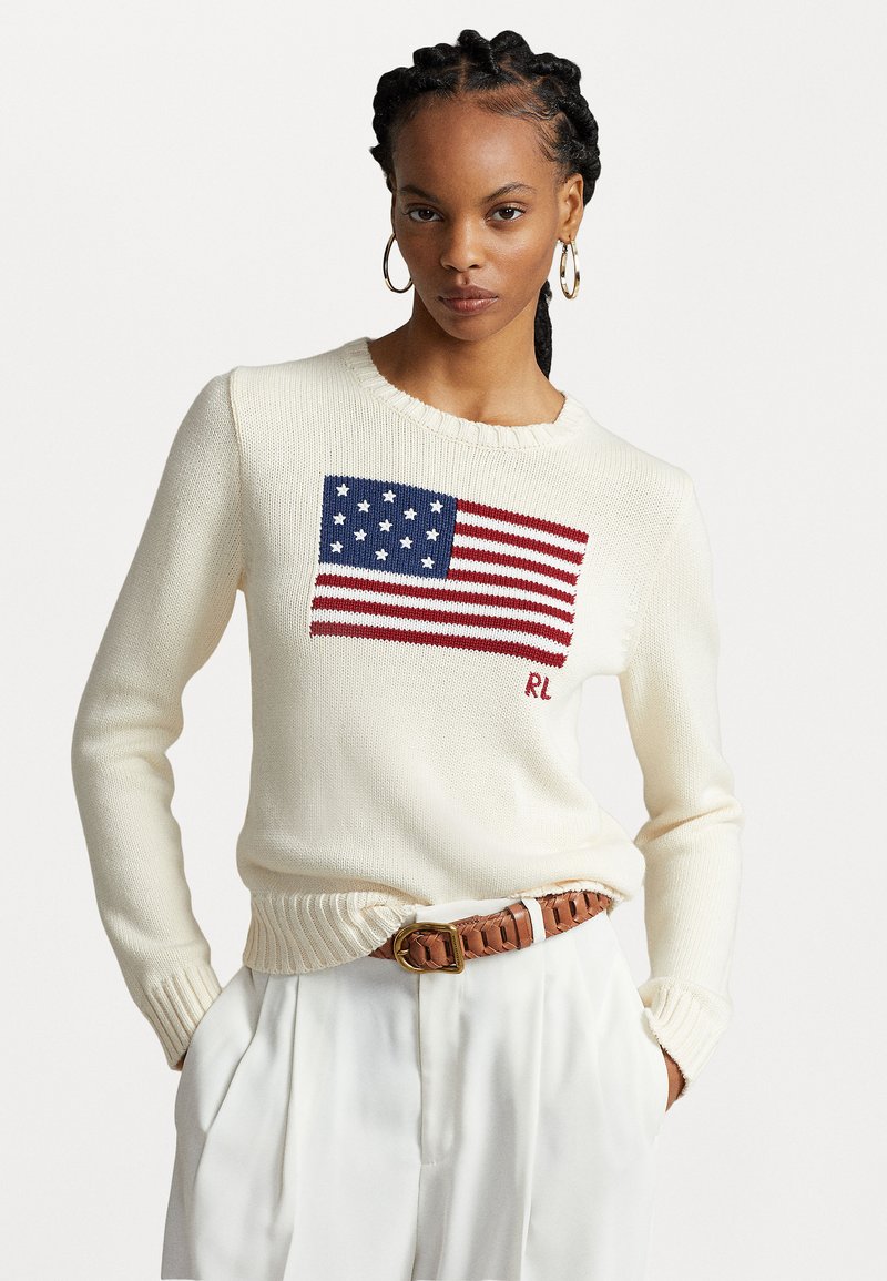 Polo Ralph Lauren FLAG Pullover cream/écru ZALANDO.FR