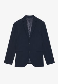 Ναυτικό μπλέ σακάκι με εφαρμοστή γραμμή, δύο κουμπιά, γιακάδες με σχισμή και δύο μπροστινές τσέπες. Λείο εσωτερικό φόδρα και μία τσέπη στο στήθος.