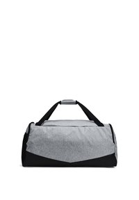 Borsa a tracolla grigia con corpo testurizzato e dettagli neri. Presenta manici neri robusti e una chiusura con zip per un facile accesso.