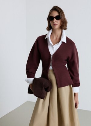 Calliope, MAGLIA TINTA UNITA - Cardigan - prugna