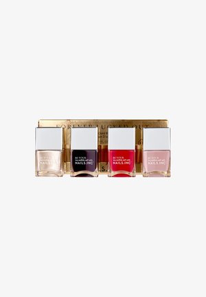 FOREVER LUCKED OUT - Nail set - red/gold shimmer/deep aubergine/dusky pink