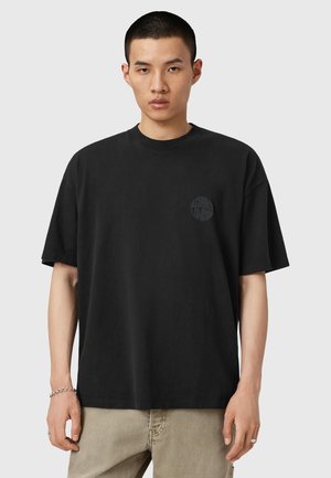 AllSaints WAVED CREW - Print T-shirt - jet black
