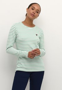 Kaffe LIDDY - Top s dlhým rukávom - chalk gumdrop green brindle