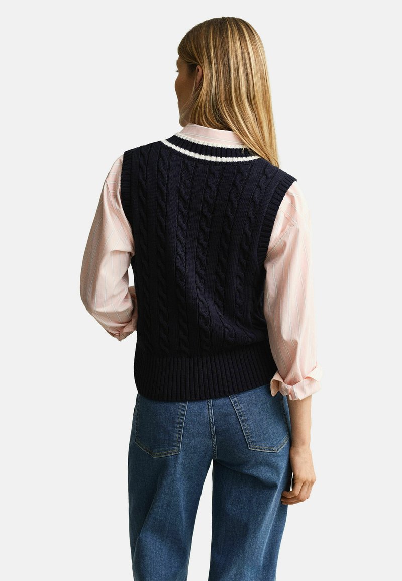 GANT CABLE KNIT - Vesta - evening blue