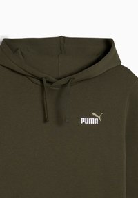 Felpa verde oliva con cappuccio e coulisse, con un logo bianco Puma sul petto. Tessuto morbido con una vestibilità comoda e tasca a marsupio.