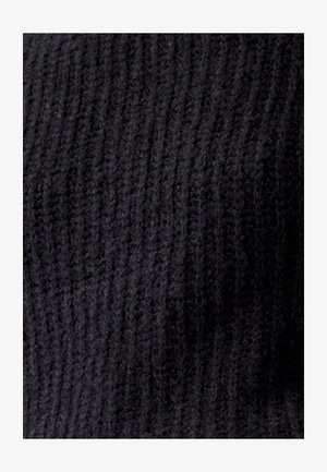 Mustmustekangas ribade tekstuuriga, millel on peened, pehmed kiud. Nähtavaid mustreid ega aktsente ei ole.