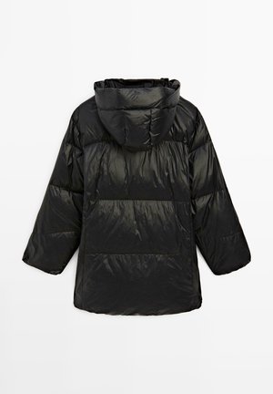 Massimo Dutti HOODED PUFFER - Piumino lungo - black