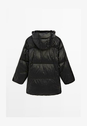 Massimo Dutti HOODED PUFFER - Piumino lungo - black