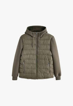 Next, REGULAR FIT - QUILTED HYBRID HOODED JACKET - Zimná bunda - neutral faux suede