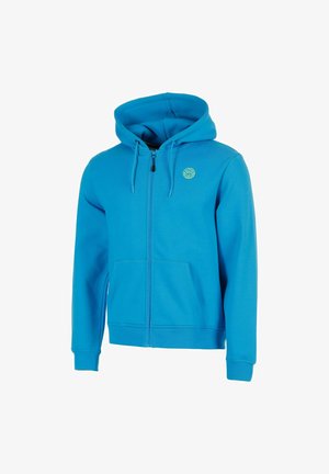 BIDI BADU, SWEATJACKE HEY LAGUNA BACKPRINT ZIP HOODY - Sweatjacke - dresden blue logo petit four safety yellow