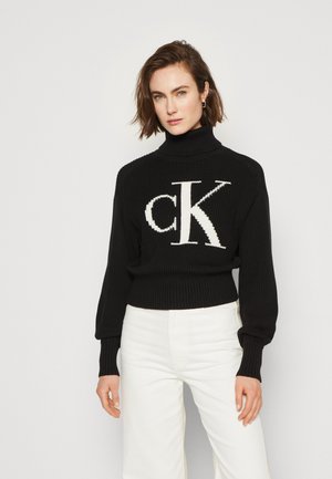 Calvin Klein Jeans BLOWN UP LOOSE SWEATER - Džemperis - black