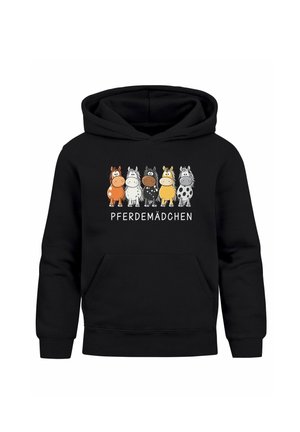 PFERDE SCHRIFTZUG - Kapuzenpullover - schwarz