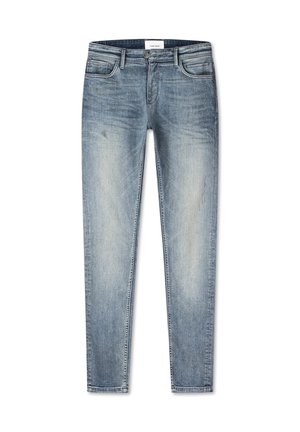 Lichtblauwe denim spijkerbroek met een rechte pasvorm, voorzien van vervagingdetails, vijf zakken en een knoopsluiting. Afgewerkt met een stoffen label op de tailleband.